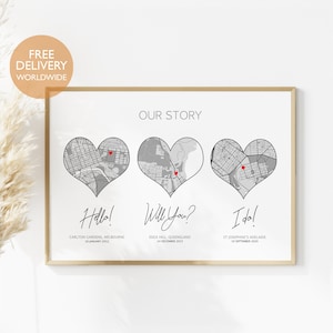 Unsere Geschichte Herz Print - Hello, Will You, I do, Hochzeitsgeschenk für Mann, Geschenk für Paar, Geburtstagsgeschenk, 1.Jahrestag Geschenk, Home Decor