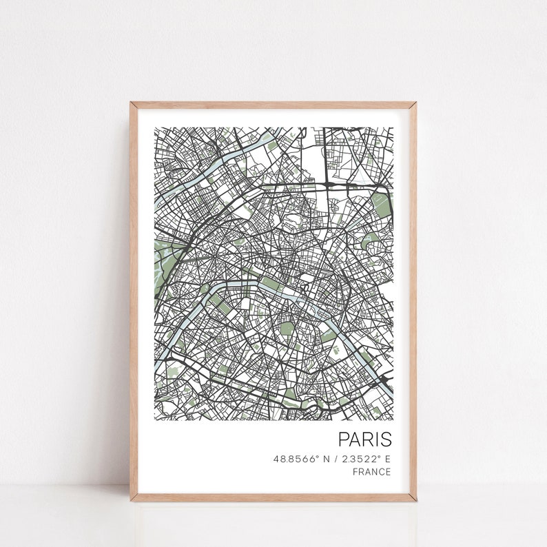 Paris City Map Minimalist Map Paris Print Paris Poster - Etsy