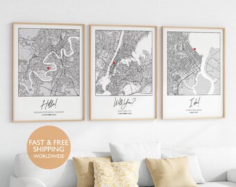 Personalised Anniversary Gift, Wedding Gift, Anniversary Gift for Husband, Gift for Wife, Engagement Map, Gift for Couple, I Do, Custom, Map