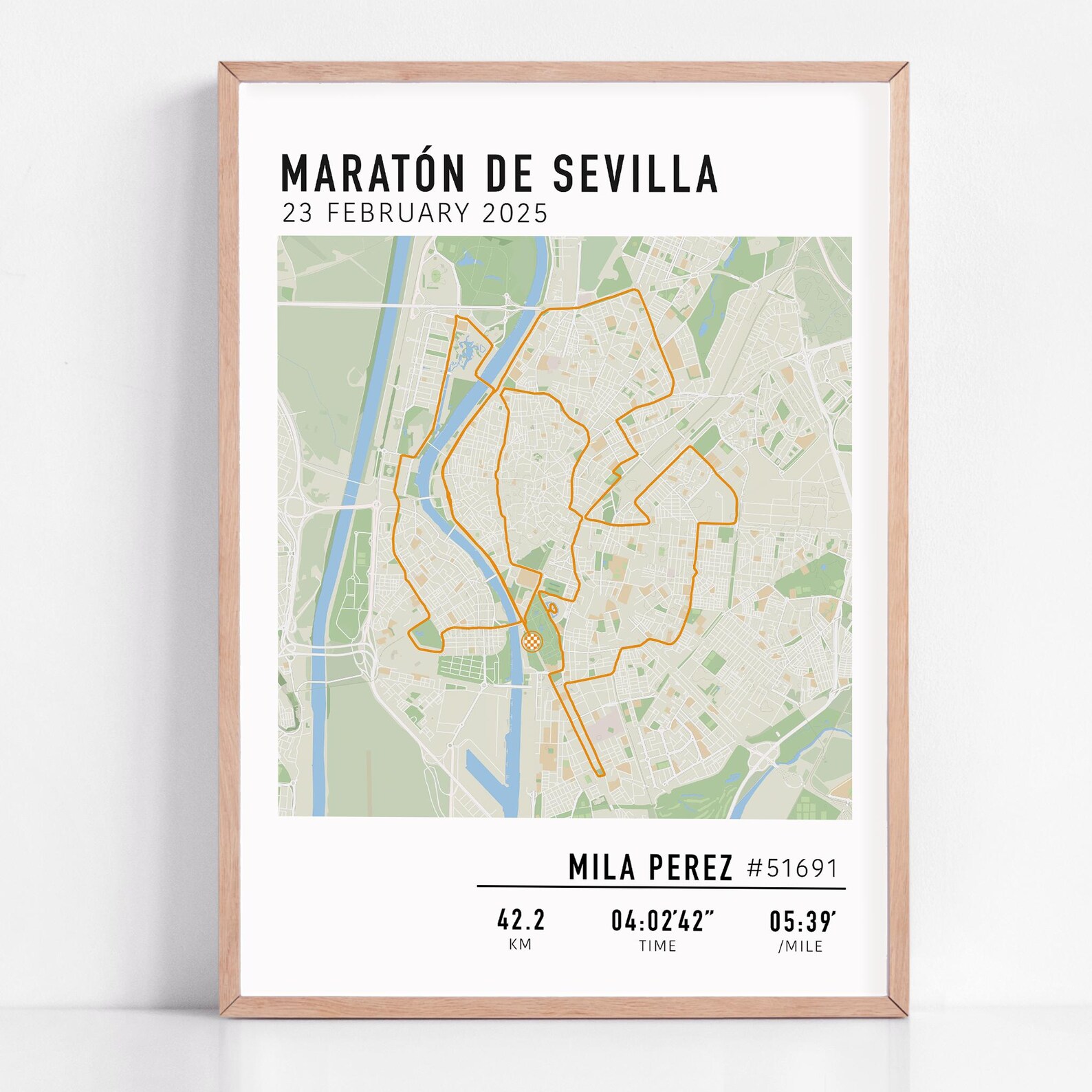 Seville Marathon Map Poster Marat N De Sevilla Marathon 2026 Route Il Q60s 