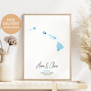 Wedding Location Map, Personalised Wedding Gift, Watercolour Map Print, Wedding Present for Son, Wedding Present for Bride, Marriage Gift,