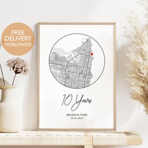10-jarig jubileumcadeau, jubileumcadeau voor man, bruiloft, jubileumkaart, 10 jaar cadeau voor vrouw, verlenging gelofte, gepersonaliseerd cadeau, kaart