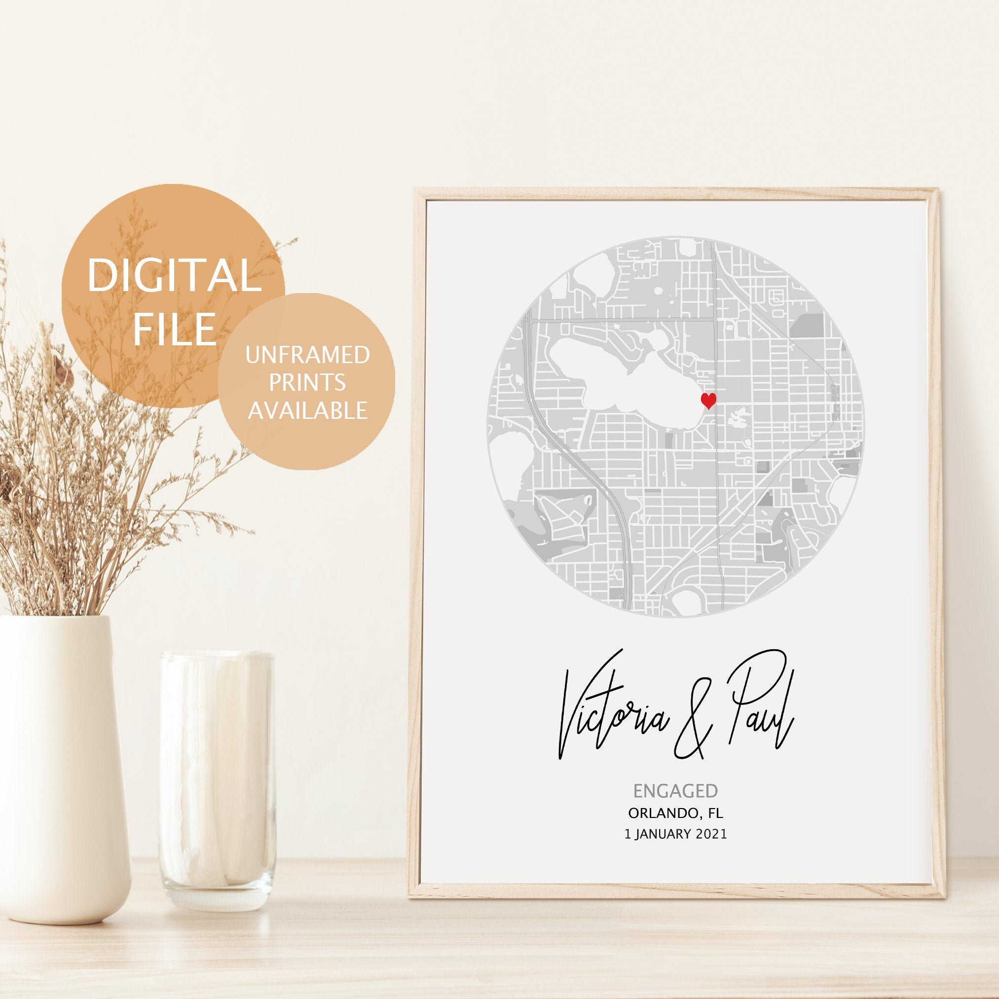 Personalised Engagement Gift Digital Engagement Print Etsy