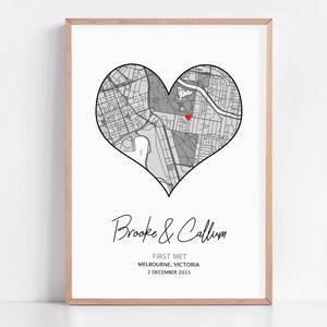 Where it all began map print styled as modern wall art in a neutral interior