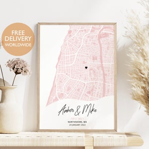 Wo wir uns zum ersten Mal trafen, Geschenk für Paare, wo alles begann, Jahrestagsgeschenk personalisiertes Geschenk, erste persönliche Karte