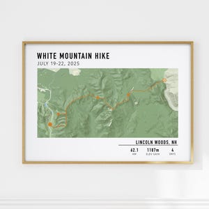 Multi-Day Hiking Custom Map Print, Any Bike Ride, Strava, Gift for Hiker, Hiking Trail Map, Tracked Hike Route, Personalized Hiking Poster