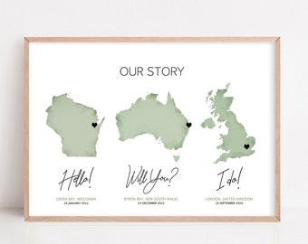 Our Story Personalised Print, Hello Will You I Do Watercolour Wall Decor