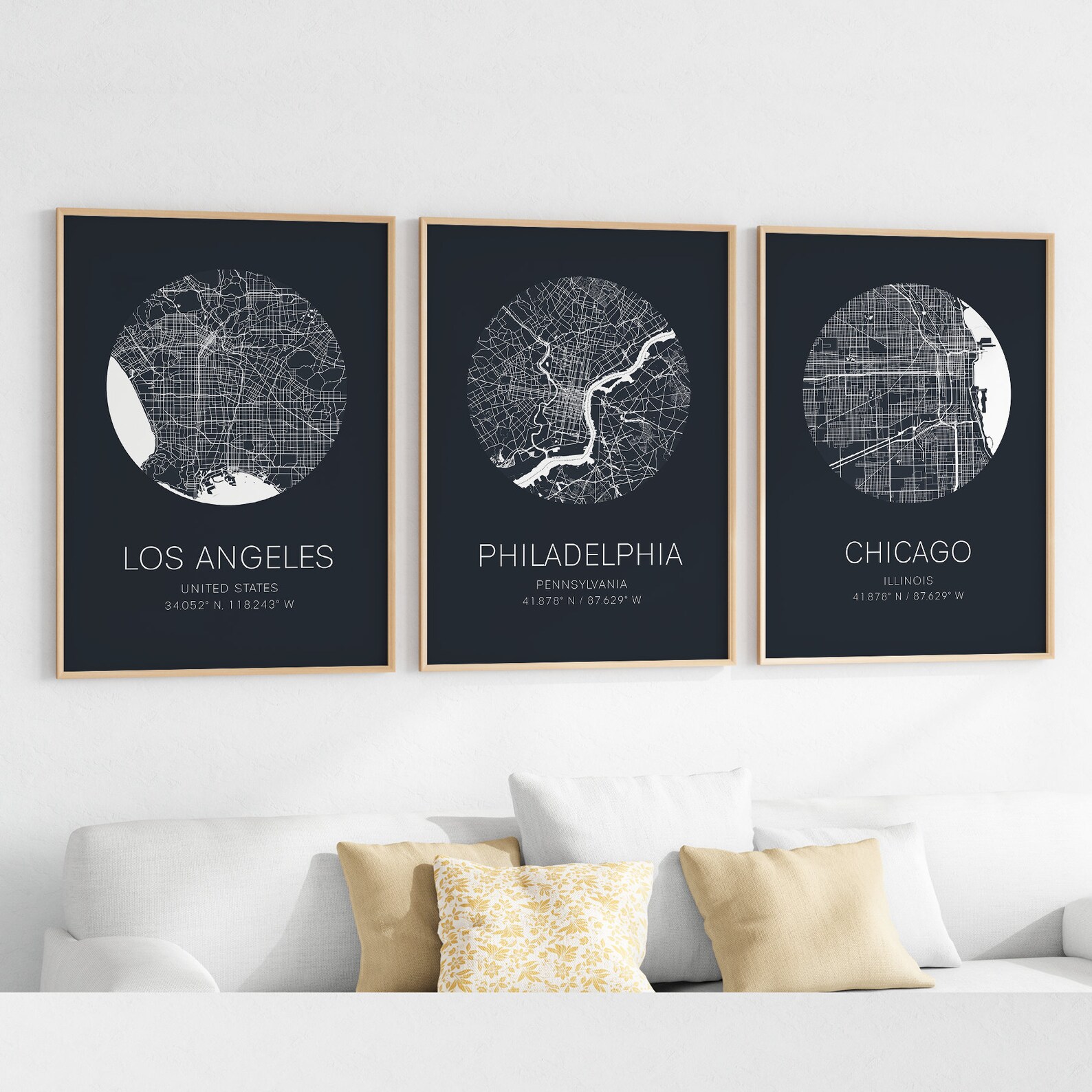 Set of 3 Custom Map Prints, Personalised City Map Wall Art - Etsy
