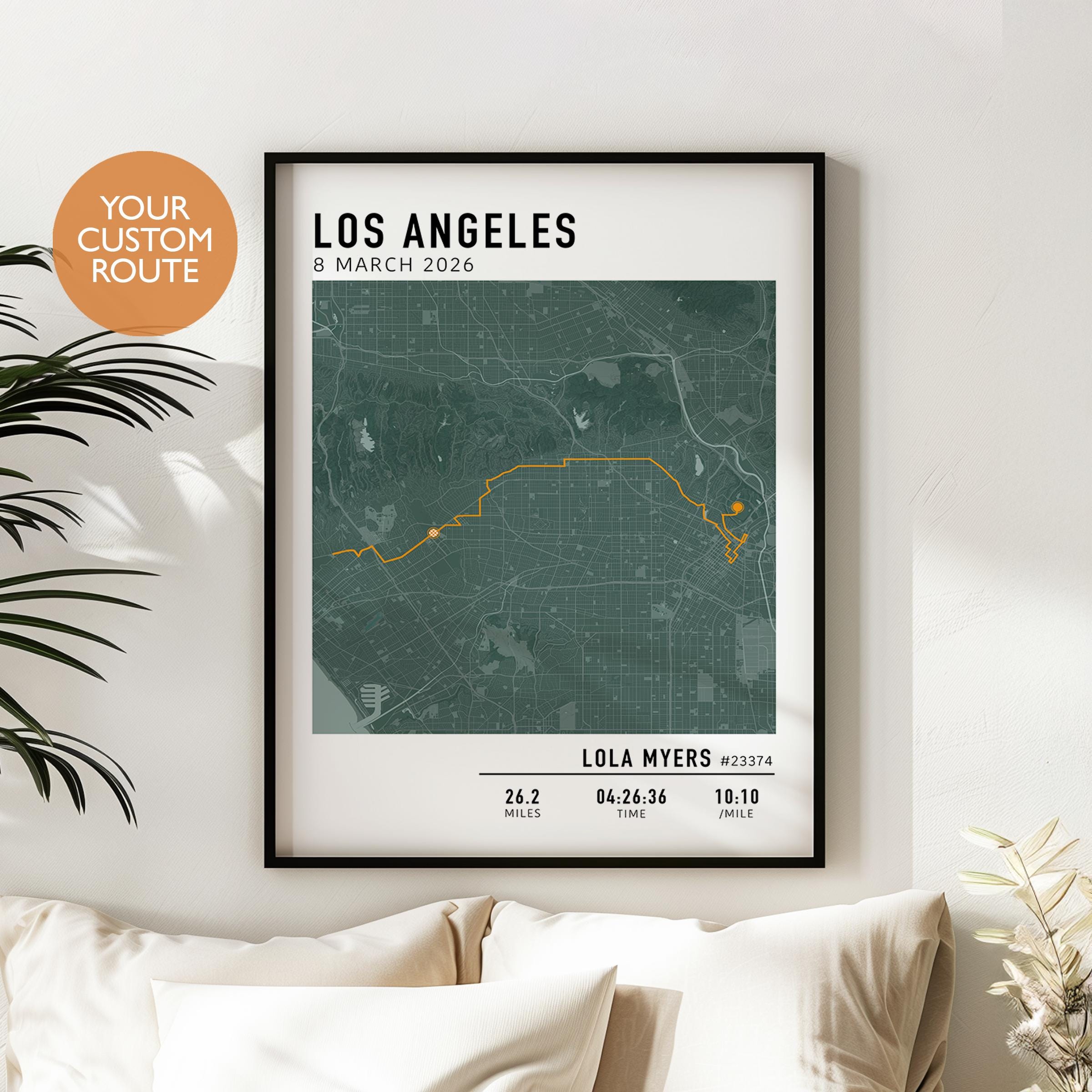 Los Angeles Marathon Map Poster LA Marathon 2026 Route Custom Il Eez5 