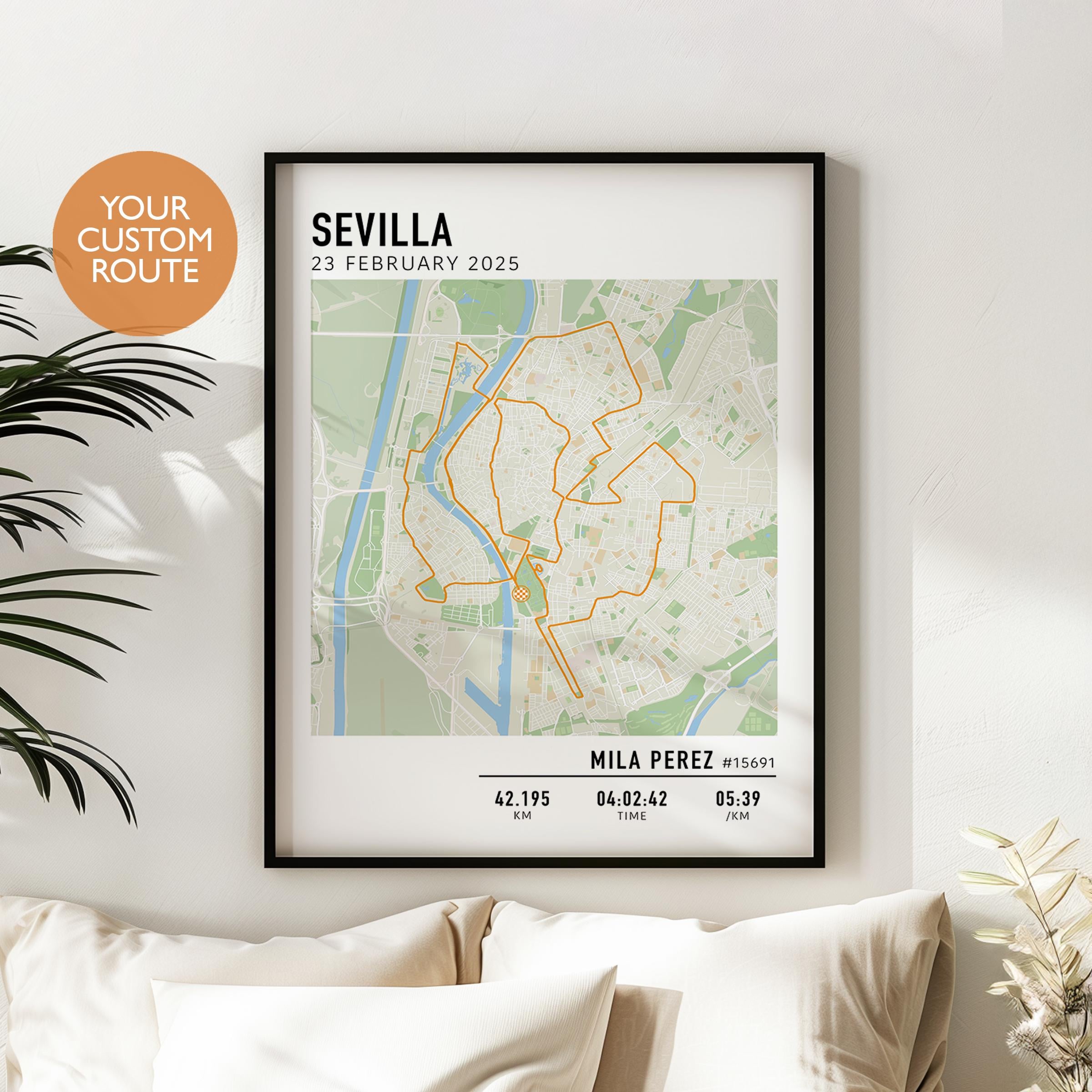 Seville Marathon Map Poster Marat N De Sevilla Marathon 2026 Route Il N63d 