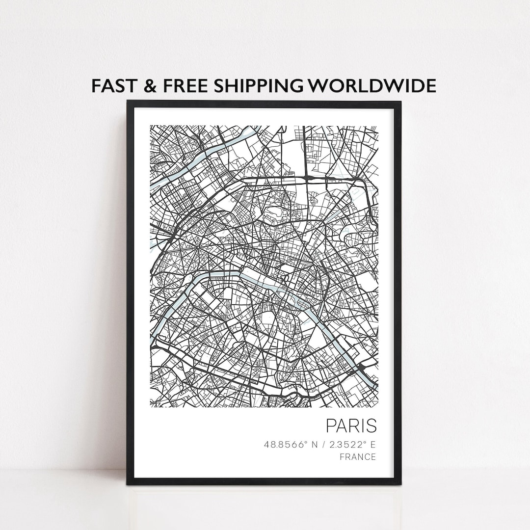 Paris City Map, Minimalist Map, Paris Print, Paris Poster, Paris Art