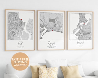 Personalised Anniversary Gift, 1st Anniversary Gift for Husband, Gift for Wife, Wedding Gifts, Personalised Map Gift, Wall Decor, Home Art