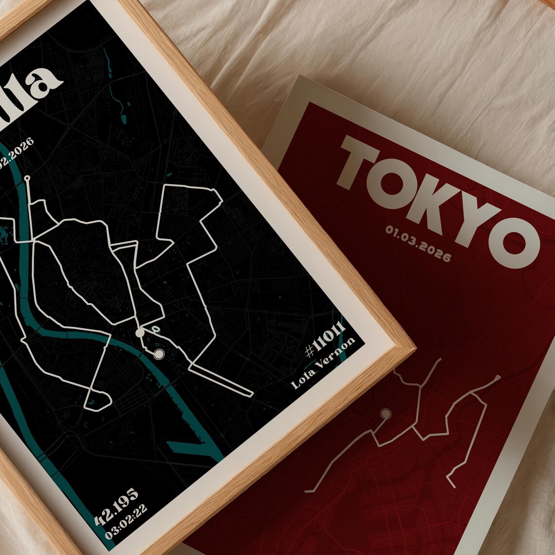 London Marathon Route Map Print 2026 Custom Runner Gift Il I083 