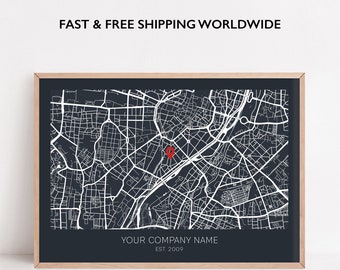 Company Anniversary Print, Custom Company Locations, CEO Gift, Business Owner Gift, Business Locations, New Business Gift, Global Expansion