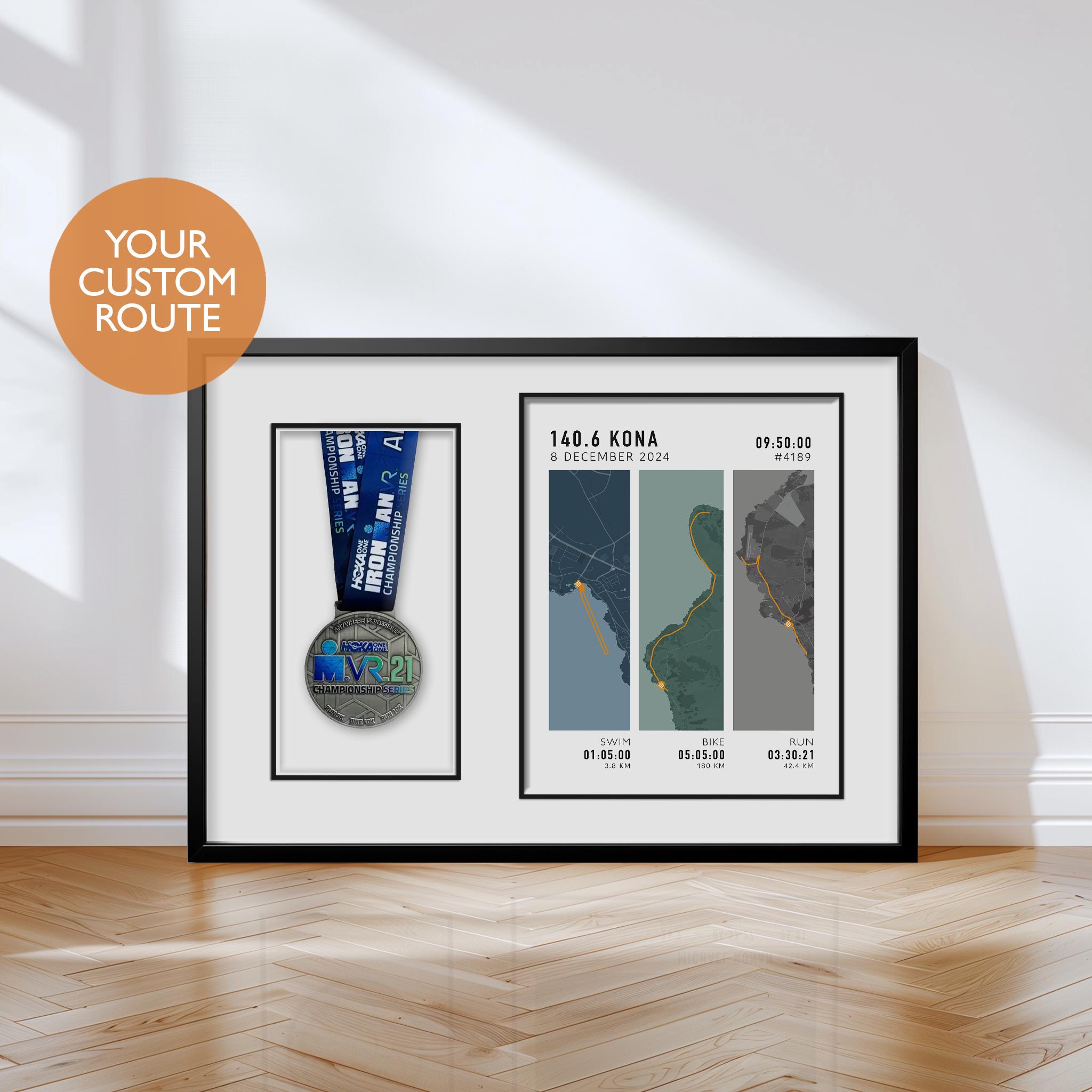Triathlon Medal Display Frame, Black 30x40cm Frame for Ironman Medal ...