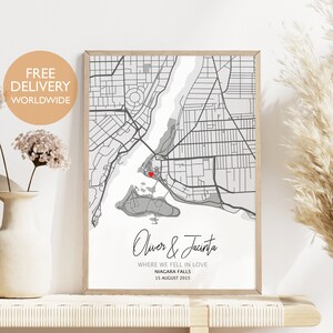 Carte, où nous sommes tombés amoureux, où tout a commencé, notre aventure commence, cadeau pour couple, cadeau pour couple, cadeau personnalisé, décoration d'intérieur, carte