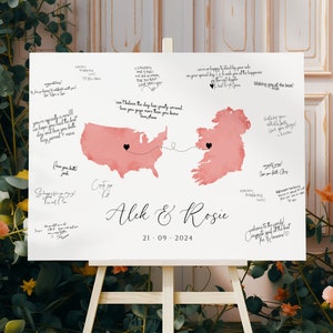 Alternative au livre d'or de mariage personnalisé, livre d'or personnalisé, livre d'or carte du monde, décoration de mariage aquarelle, idée de plaque de bienvenue personnalisée