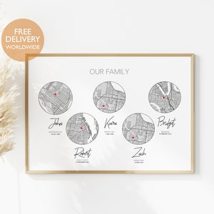 Impression personnalisée notre famille, cadeau pour la famille, cadeau pour les parents, cadeau notre arbre généalogique, arbre généalogique, art familial, famille agrandie, décoration murale, carte