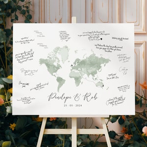 Alternative au livre d'or de mariage, signe de carte du monde de fiançailles, livre d'or de carte du monde, signe de mariage, idée de livre d'or personnalisé, impression de carte du monde