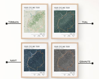 Multi-day Cycling Custom Map Print, Any Bike Ride, Strava, Gift