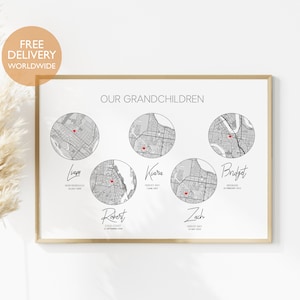Cadeau personnalisé nos petits-enfants, cadeau grand-parent, cadeau imprimé petits-enfants pour mère, cadeau pour père, grand-père grand-mère, arbre généalogique, carte