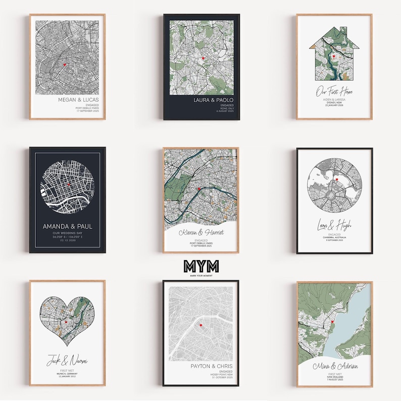Mapa de nuestro primer encuentro, mapa de la primera cita, regalo personalizado, regalo para novio, regalo para novia, regalo personalizado, regalo de aniversario, mapa imagen 4