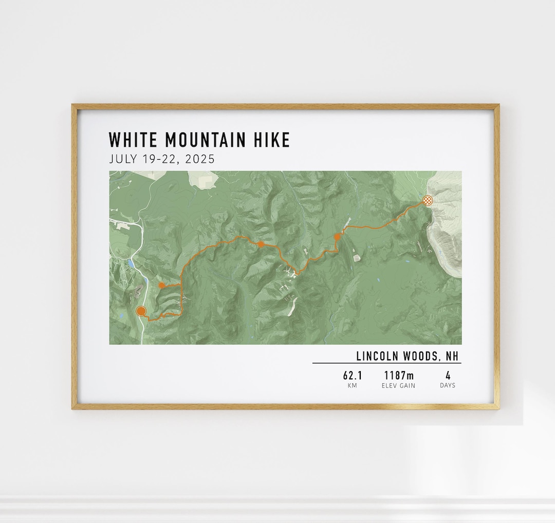 Multi-day Hiking Custom Map Print, Any Bike Ride, Strava, Gift for ...