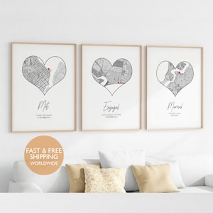 Gepersonaliseerde kaart, set van 3 kaarten, 1e verjaardag, papieren cadeau, aangepaste kaartenset, verjaardagscadeau voor man, cadeau voor stel, ik doe, verloofd