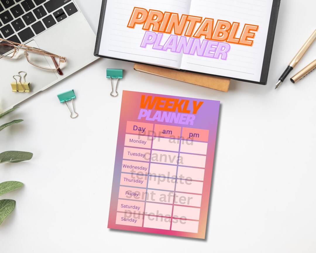 Printable Weekly Planner | Digital Download | AM & PM Sections for Easy ...
