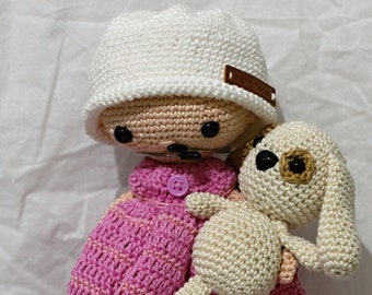March and her puppy crochet amigurumi doll