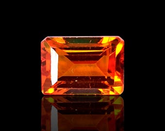 4.50 Ct Orange Sapphire Emerald Cut | 10×7×5.7 mm Fiery Orange Gemstone for Designer Jewelry