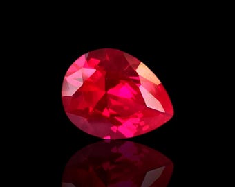 1.70 Ct Pear Red Ruby 8.9×6.9×4.2 mm | Deep Teardrop Ruby Loose Gem | Vivid Red Pear Ruby for Rings & Fine Jewelry