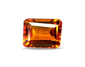 Bright 4.60 Ct Orange Sapphire Emerald Cut Loose Gemstone | 10x7.8x5.4 MM for Elegant Custom Jewelry