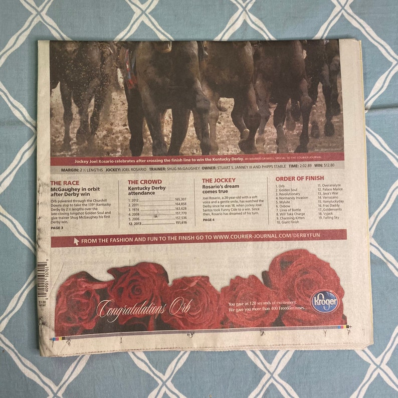 2013 KENTUCKY DERBY orb Horse Courier Journal & Times Local Etsy