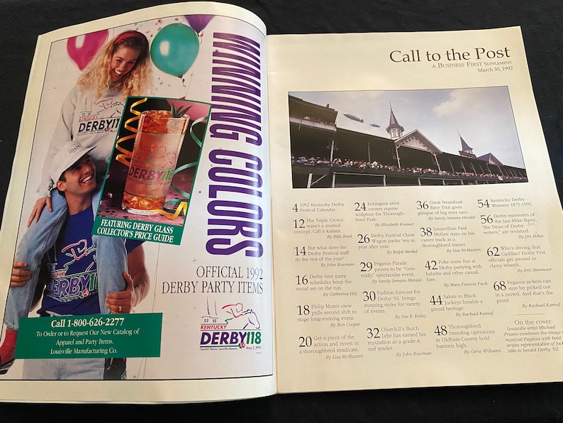 Featuring Derby Festivities 1992 Call to the Post KENTUCKY DERBY Business First Supplement Magazine Great graphic advertising!