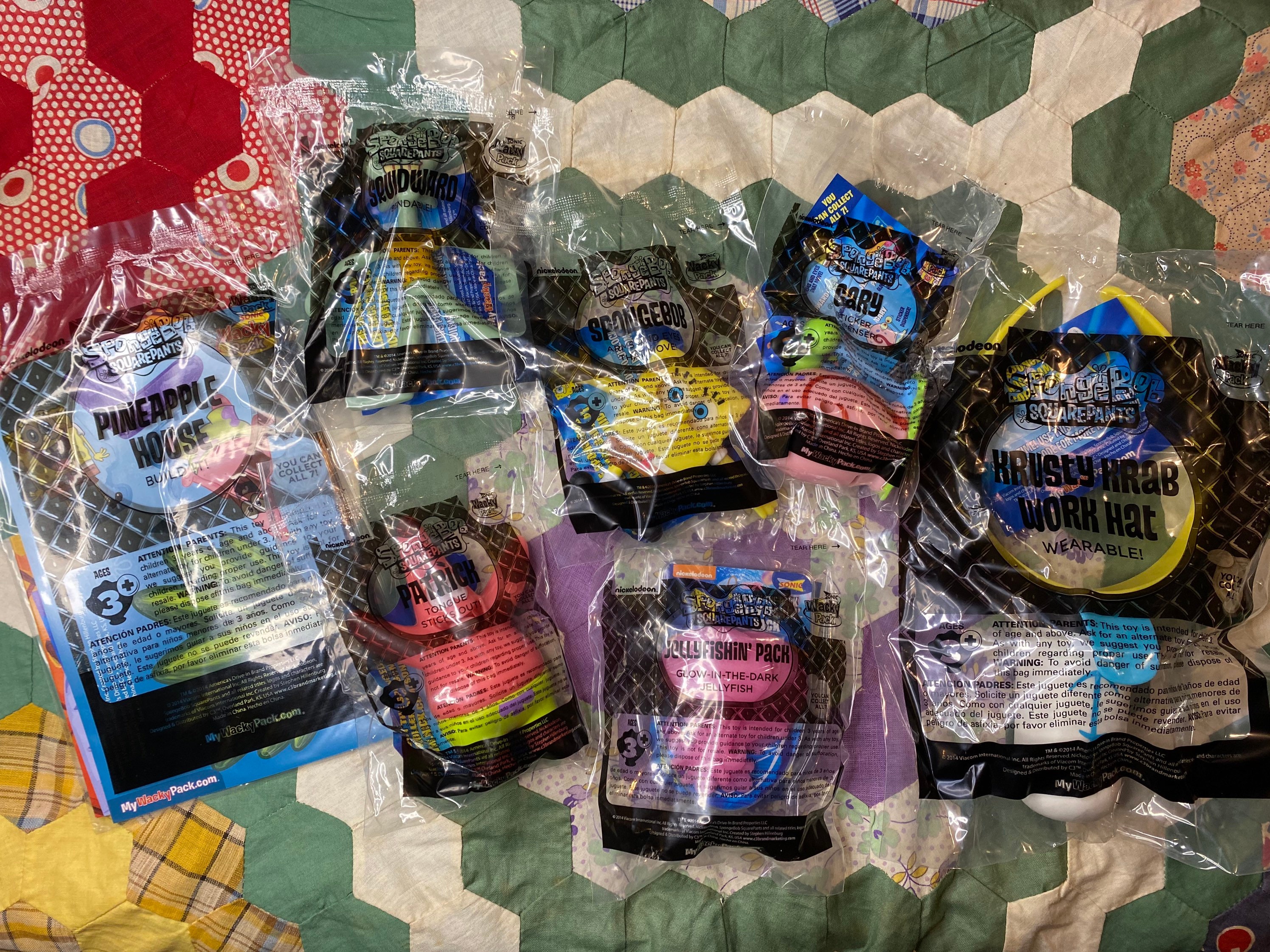 Sonic DriveIn Wacky Pack Toys SpongeBob SquarePants 7/7 Birthday Party