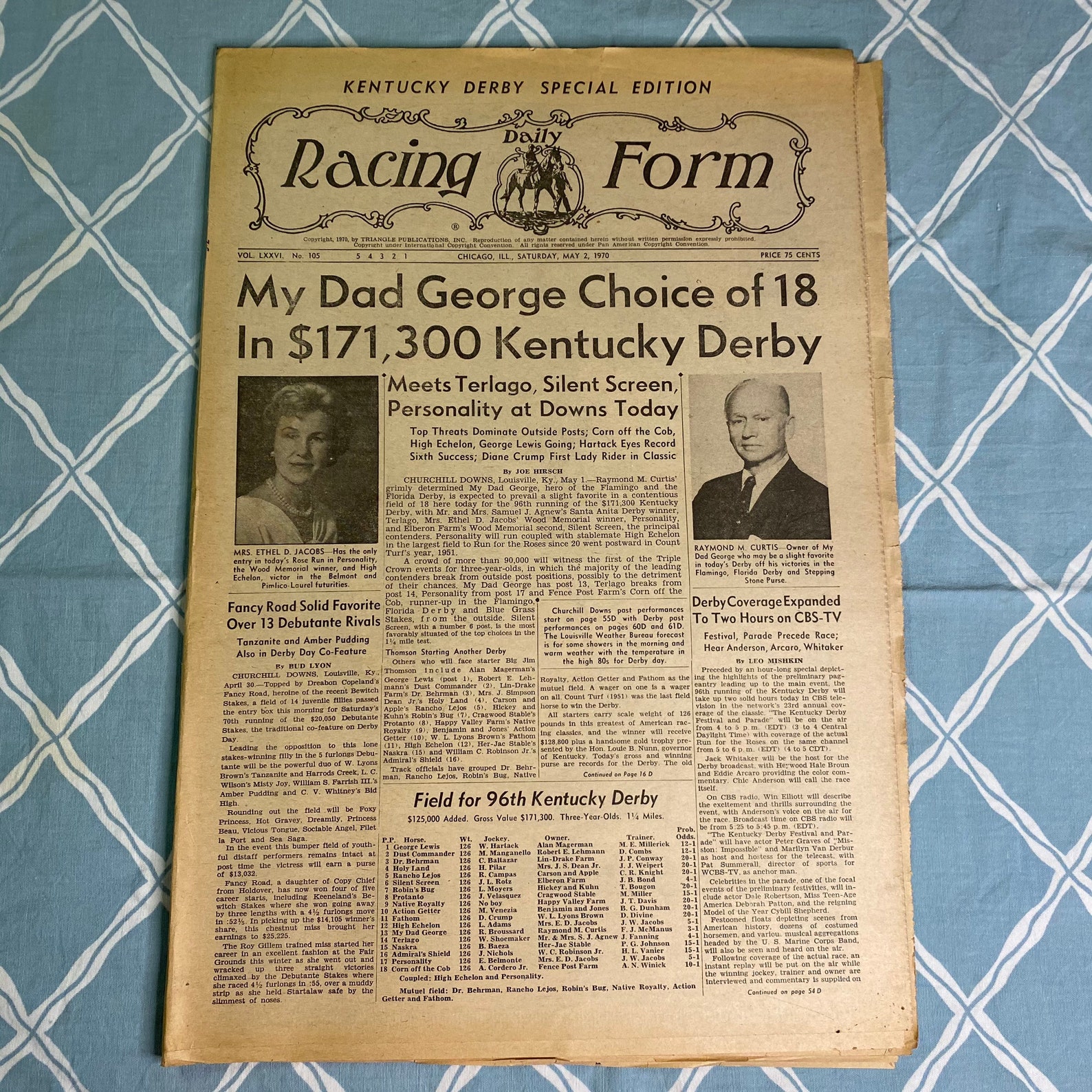 1970 S bado 2 De Mayo 2nd DAILY RACING FORM Kentucky Derby Etsy
