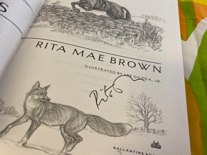 RITA MAE BROWN Autographed Copy \u201cFox Tracks\u201d Book New York Times Best Selling Author of Sneaky Pie Brown Novels 100/% Authentic!