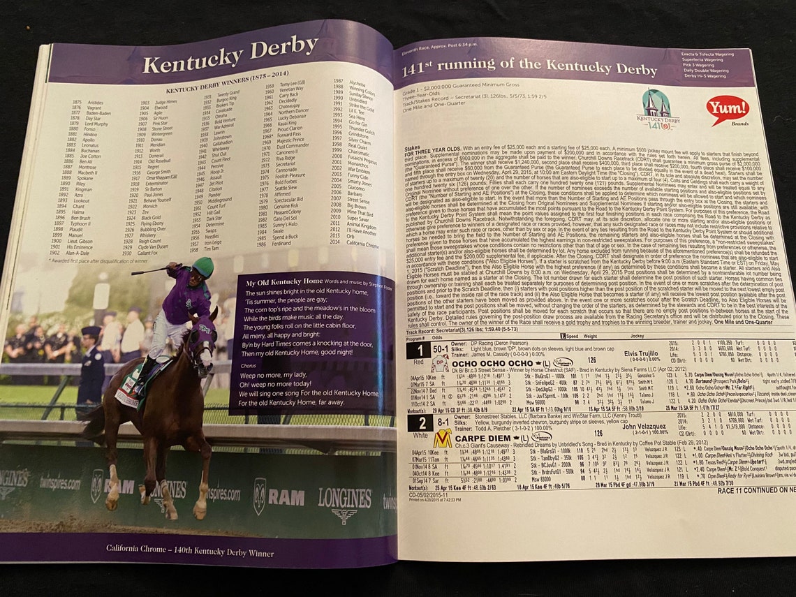 May 2 2015 The 141st KENTUCKY DERBY Official Program and Etsy