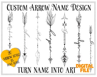 Custom tattoo arrow name design / personalized tattoo digital design/ gift for her/ gift art design/ design from real tattoo artist
