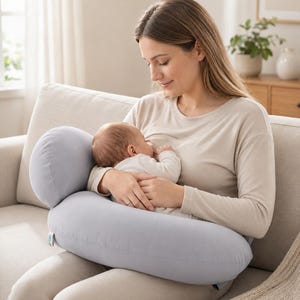 Stillkissen mit Seitenstütze, Baby-Fütterungskissen zum Stillen und Fläschchengeben, Geschenk zur Babyparty für frischgebackene Mütter