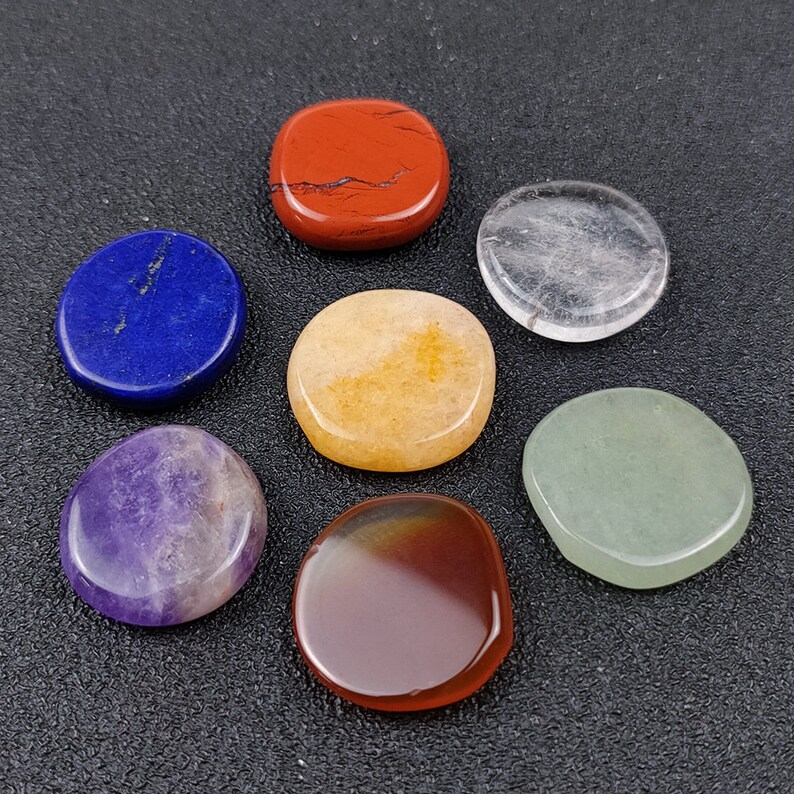 7PCs/set Natural Crystal Agate Seven Chakras Round Chakra Etsy