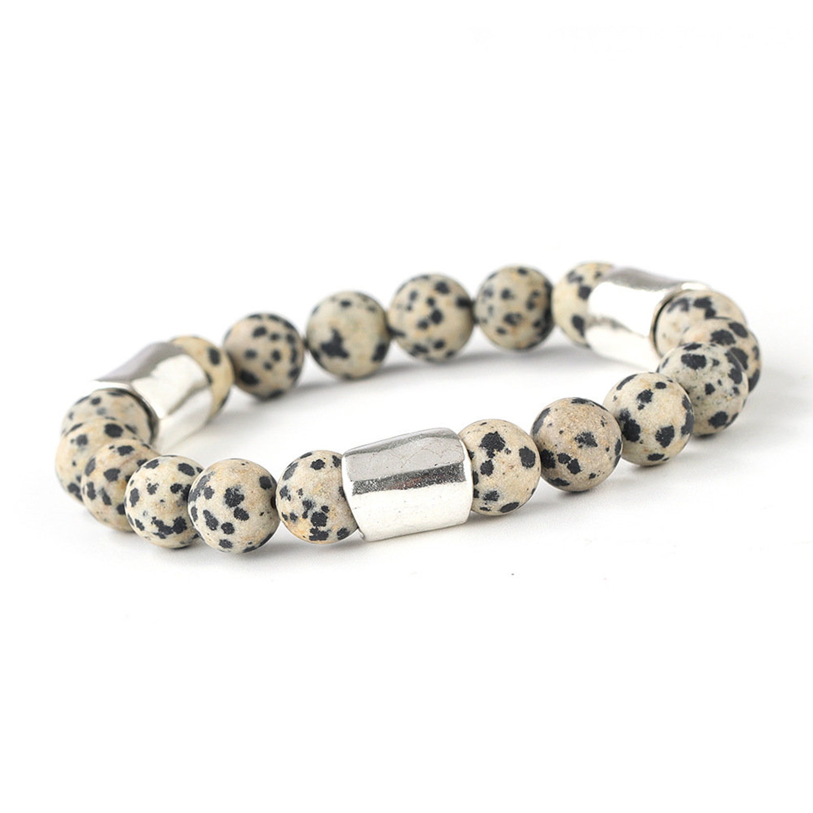 Natural Stone Crystal Bracelet 925 Silver Beaded Bracelet Etsy