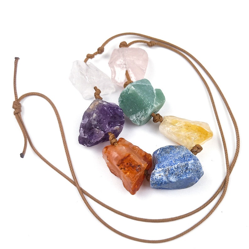 CHAKELA Natural Crystal Gem Agate 7 Chakra Energy Healing Stone Pendant Reiki Yoga Meditation Hand Woven Necklace Accessories