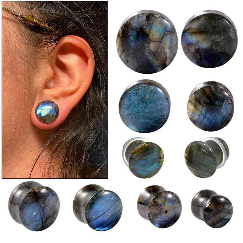 Labradorite Ear Gauges Double Flare Moonstone Ear Plugs / Etsy Canada