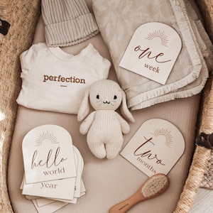Cartes d'étape Boho, meilenstein karten, Hello world, pépinière boho, cartes d'étape soleil boho, décoration de chambre d'enfant, décoration en bois, crèche