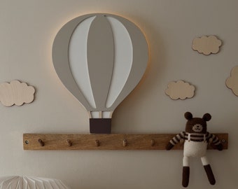 Luz nocturna para niños, globo Wandleuchte, leuchter, lámpara de noche con globo, lámpara de globo aerostático, decoración para niños, decoración de guardería, luz nocturna para niños,