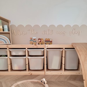 Donde juegan los salvajes, letrero de madera, letras de madera, inscripción en la varita, guardería, inscripción en la habitación de los niños, wandddeko, habitación del bebé, habitación de los niños