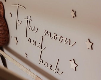 To the moon and back, wooden sign, wooden letters,Inschrift an der Wand,nursery,kinderzimmer inschrift, wandddeko, babyzimmer, kids room