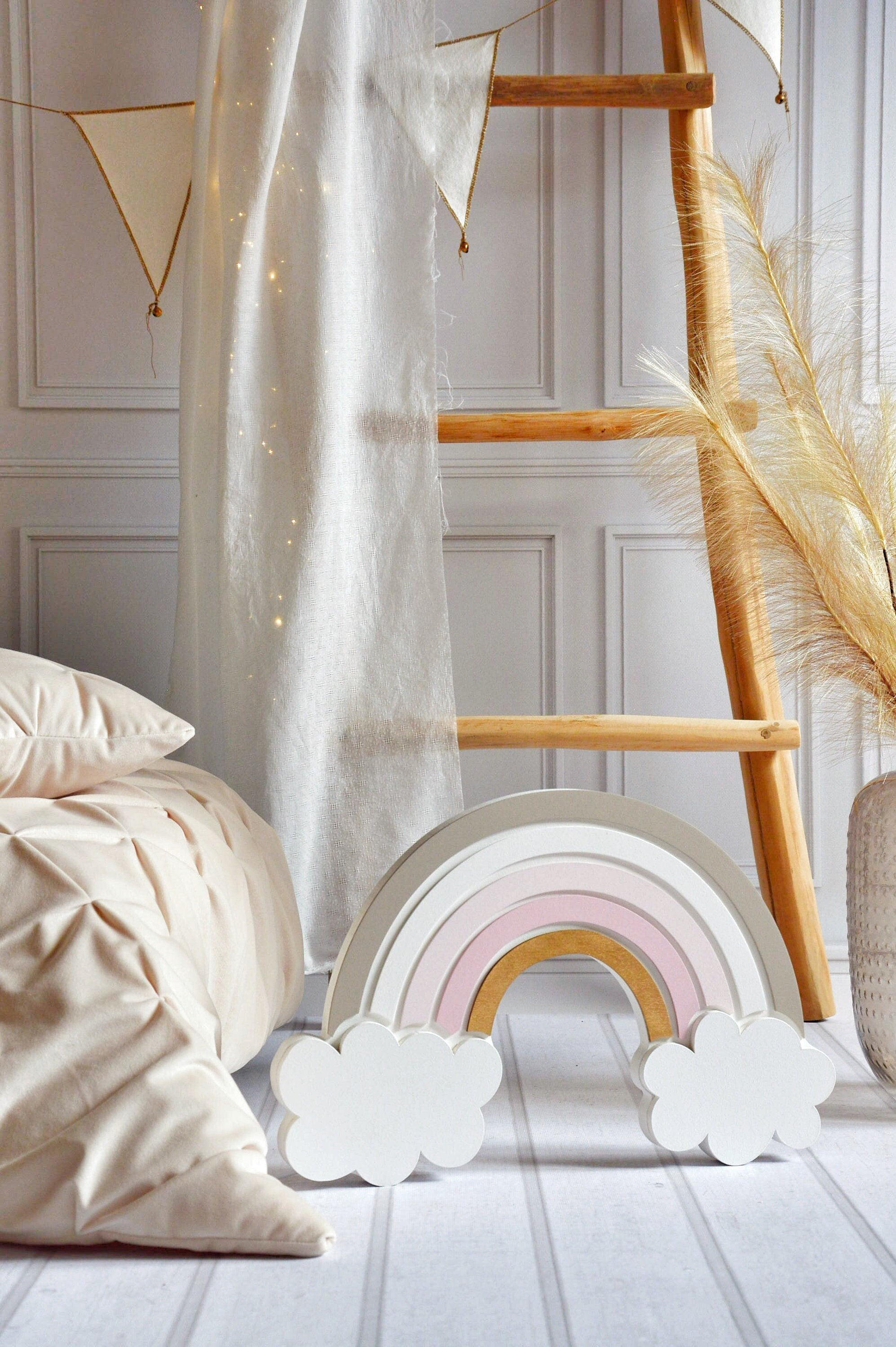 Wooden led lamp rainbow with DIMMER, nightlight, nursery, regenbogen, vintage room, wandleuchte, wandleuchte fur kinder
